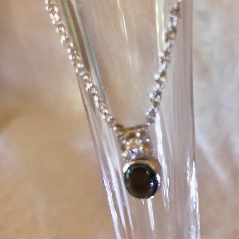 Dark moonstone and diamond necklace